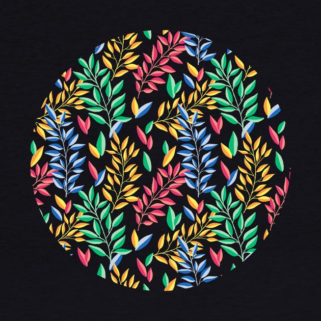 Colorful floral leaves pattern by Ieva Li ART